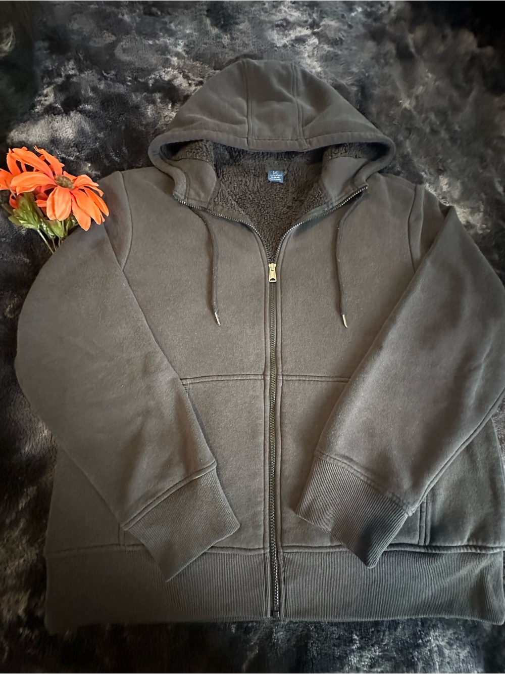 George Black Sherpa-Lined Zip Up Hoodie